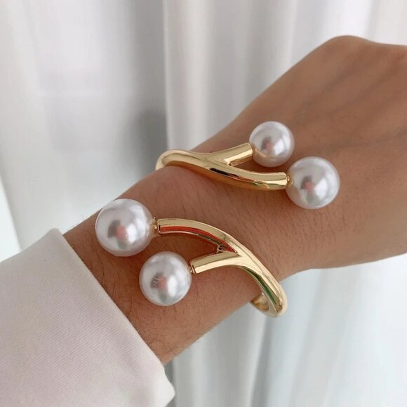 Jewelry Simple Gold Silver Bracelet for Daily Life Adjustable Pearl Bracelet - Picture 3 of 3